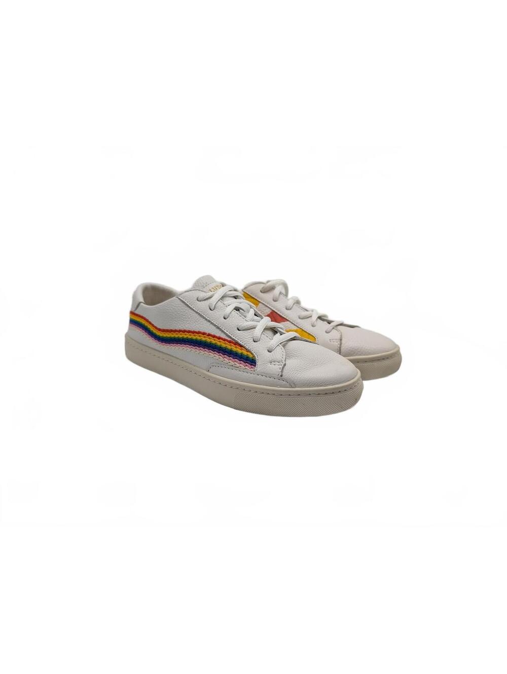 Soludos Women's Good Vibes Rainbow Wave Leather Upper Sneakers Size 7.5